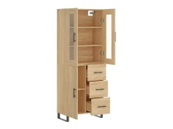 Aparador alto madera contrachapada color roble 69,5x34x180 cm ES109490