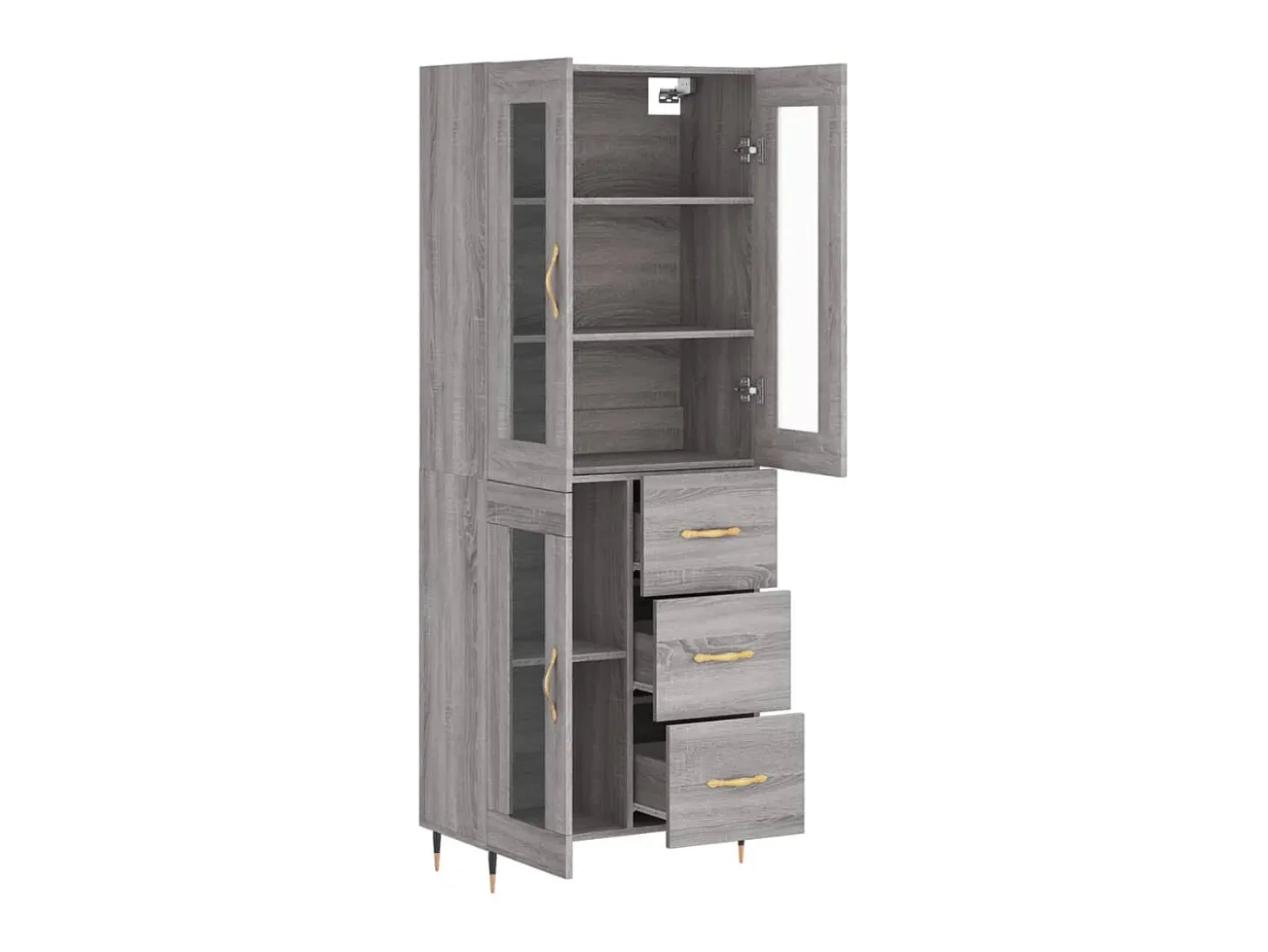 Aparador alto madera contrachapada gris sonoma 69,5x34x180 cm ES94005