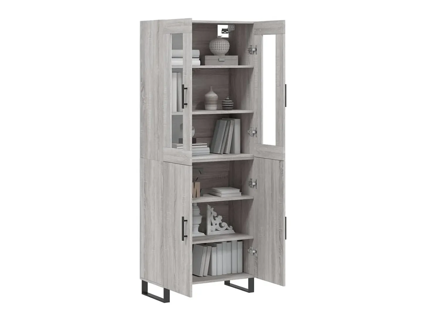 Aparador alto madera contrachapada gris sonoma 69,5x34x180 cm ES549183