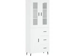 Aparador alto madera contrachapada blanco 69,5x34x180 cm