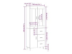 Aparador alto madera contrachapada blanco 69,5x34x180 cm