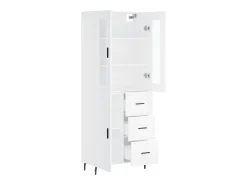 Aparador alto madera contrachapada blanco 69,5x34x180 cm