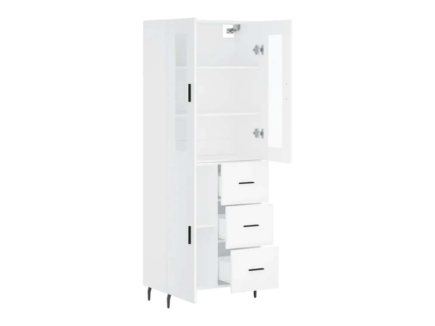 Aparador alto madera contrachapada blanco 69,5x34x180 cm