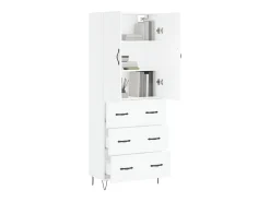 Aparador alto madera contrachapada blanco 69,5x34x180 cm