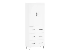 Aparador alto madera contrachapada blanco 69,5x34x180 cm