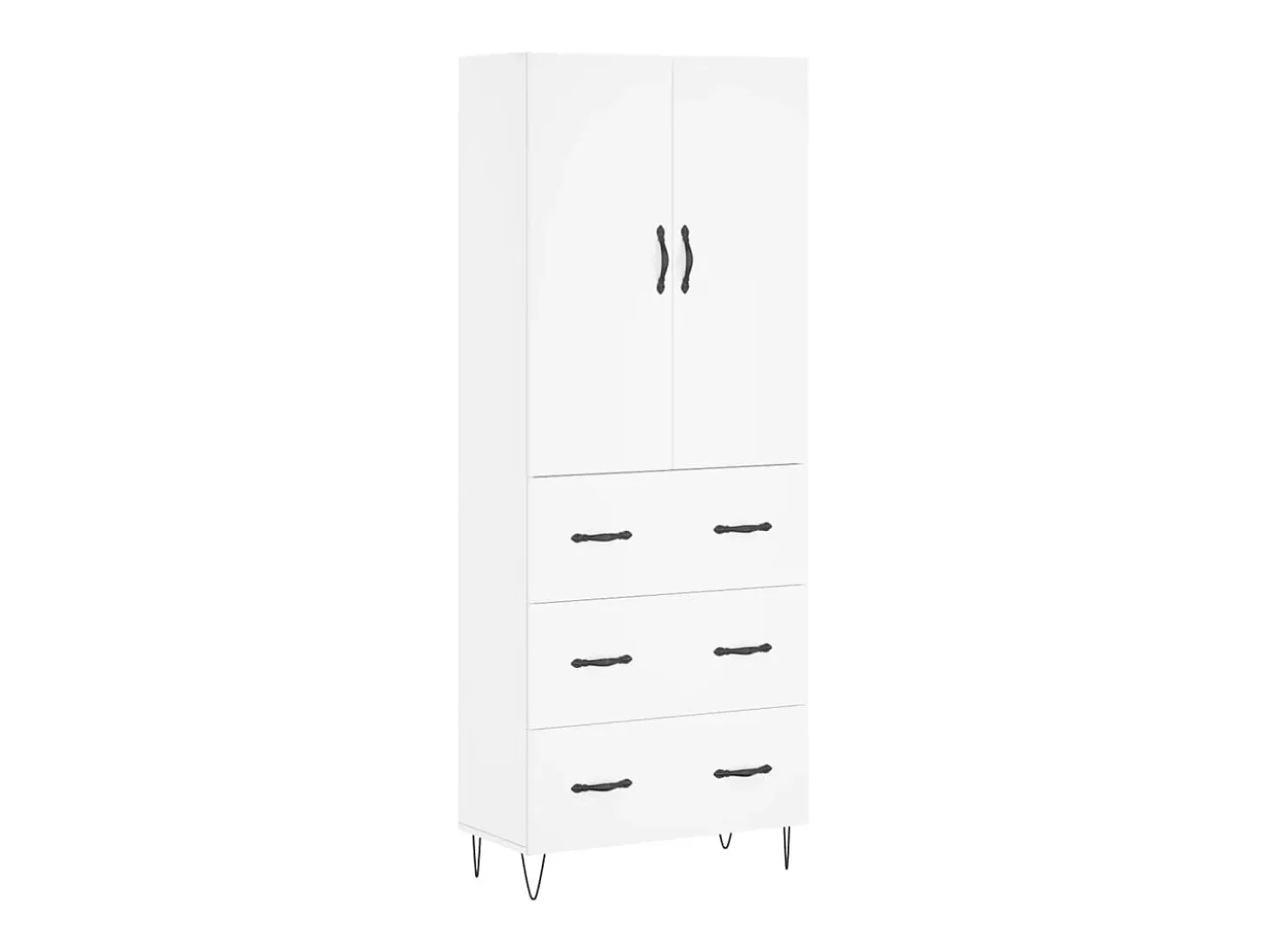 Aparador alto madera contrachapada blanco 69,5x34x180 cm