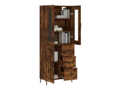 Aparador alto madera contrachapada roble ahumado 69,5x34x180 cm