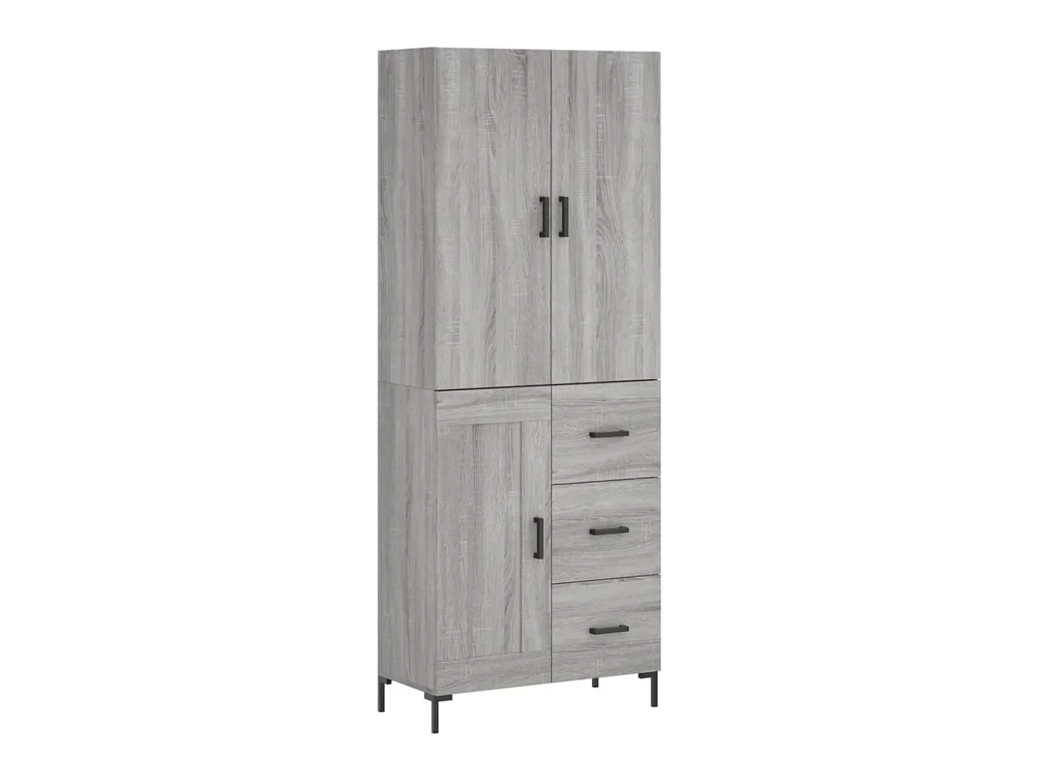 Aparador alto madera contrachapada gris sonoma 69,5x34x180 cm ES42328