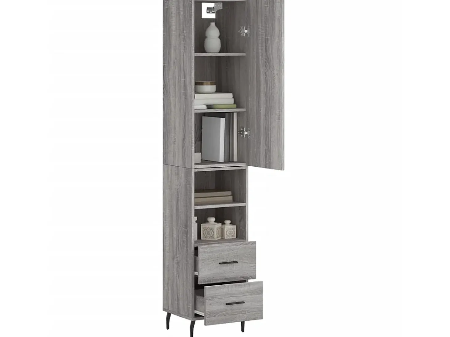 Aparador alto madera contrachapada gris Sonoma 34,5x34x180 cm ES65295