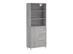 Aparador alto madera contrachapada gris sonoma 69,5x34x180 cm ES61512