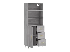 Aparador alto madera contrachapada gris sonoma 69,5x34x180 cm ES61512