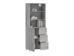 Aparador alto madera contrachapada gris sonoma 69,5x34x180 cm ES61512