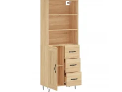 Aparador alto madera contrachapada color roble 69,5x34x180 cm ES79343