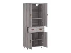 Aparador alto madera contrachapada gris sonoma 69,5x34x180 cm