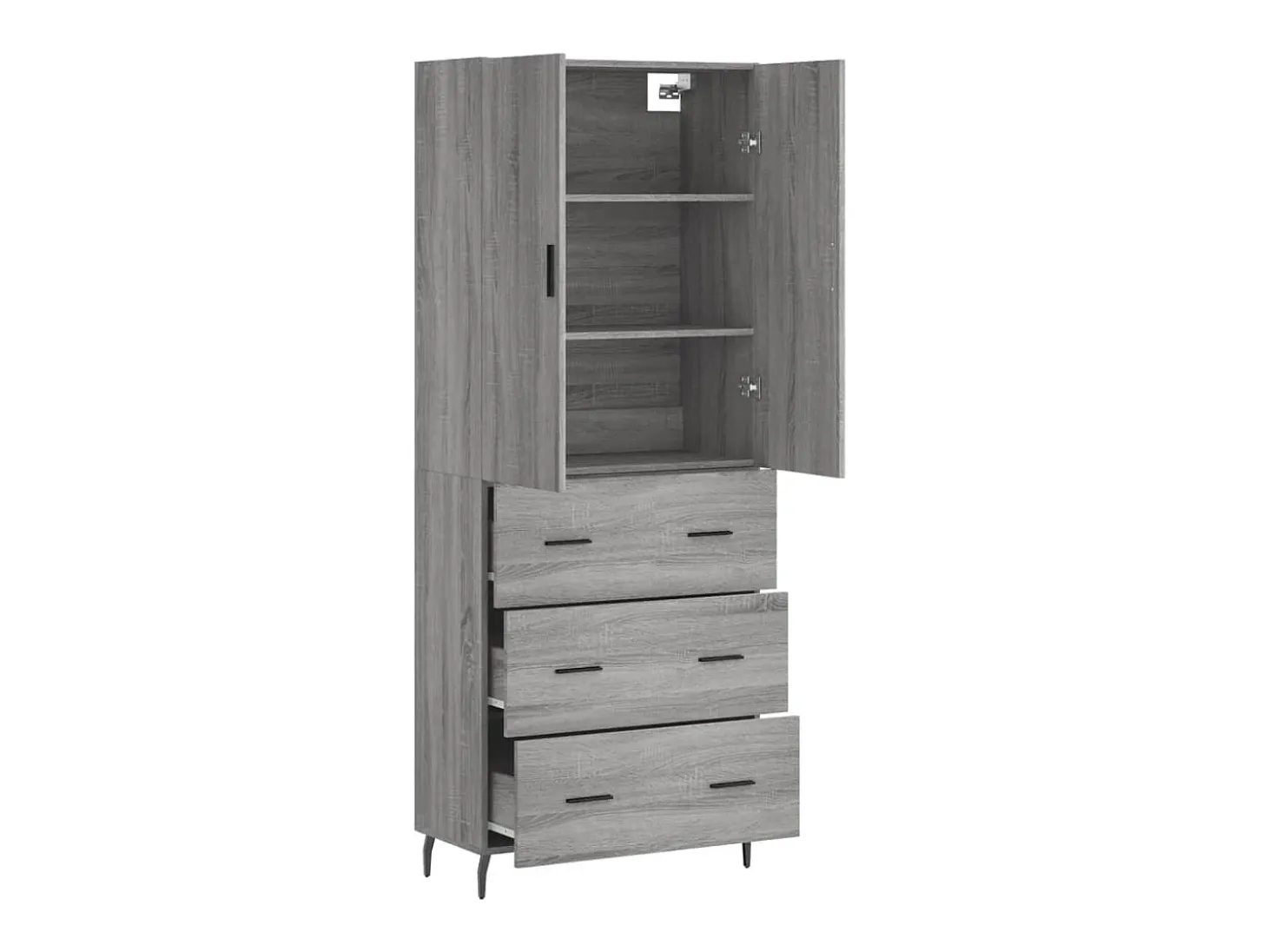 Aparador alto madera contrachapada gris sonoma 69,5x34x180 cm ES36869
