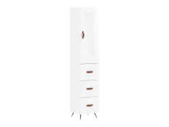 Aparador alto madera contrachapada blanco brillo 34,5x34x180 cm ES69913