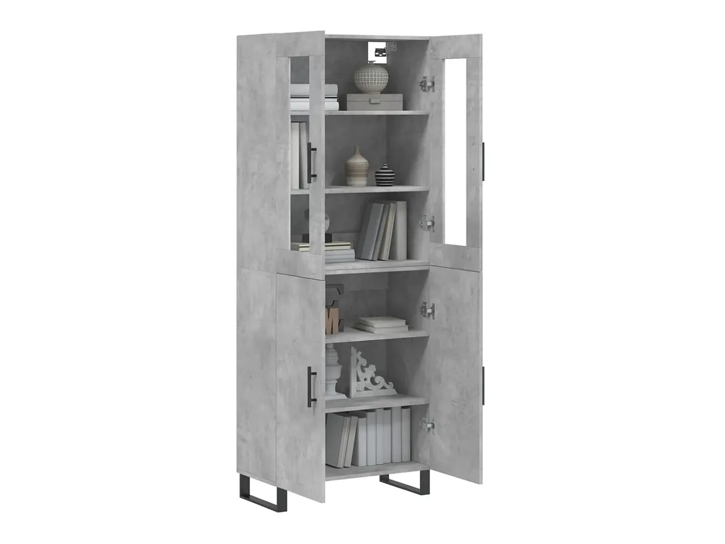 Aparador alto madera contrachapada gris hormigón 69,5x34x180 cm ES69168