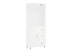 Aparador alto madera contrachapada blanco 69,5x34x180 cm ES35186