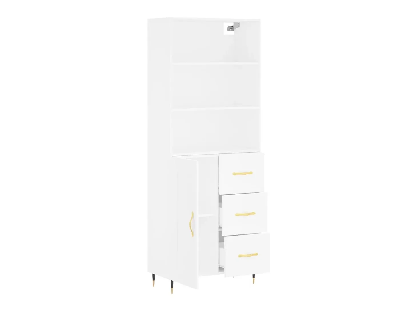 Aparador alto madera contrachapada blanco 69,5x34x180 cm ES35186
