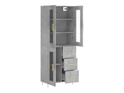 Aparador alto madera contrachapada gris hormigón 69,5x34x180 cm