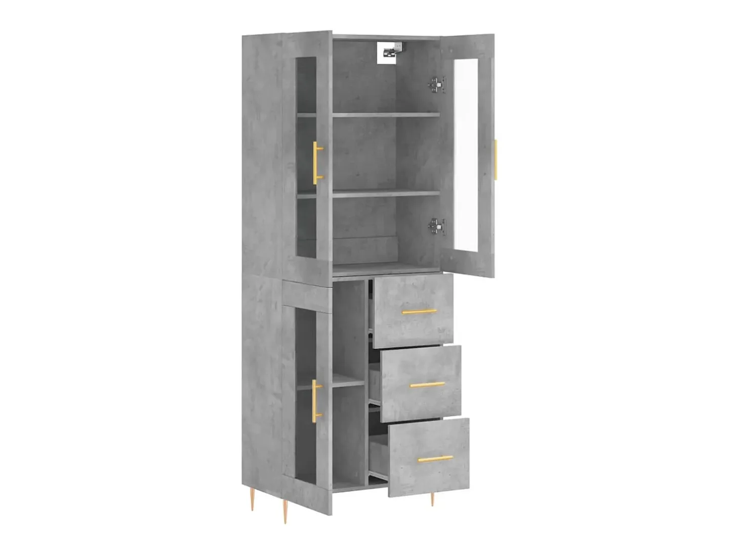 Aparador alto madera contrachapada gris hormigón 69,5x34x180 cm