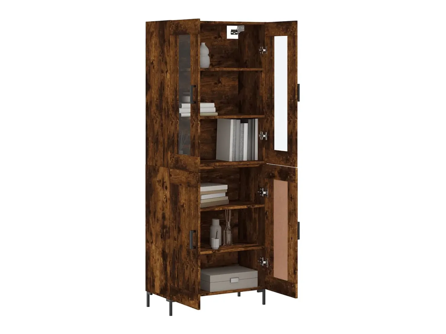 Aparador alto madera contrachapada roble ahumado 69,5x34x180 cm