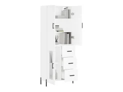 Aparador alto madera contrachapada blanco 69,5x34x180 cm ES37396