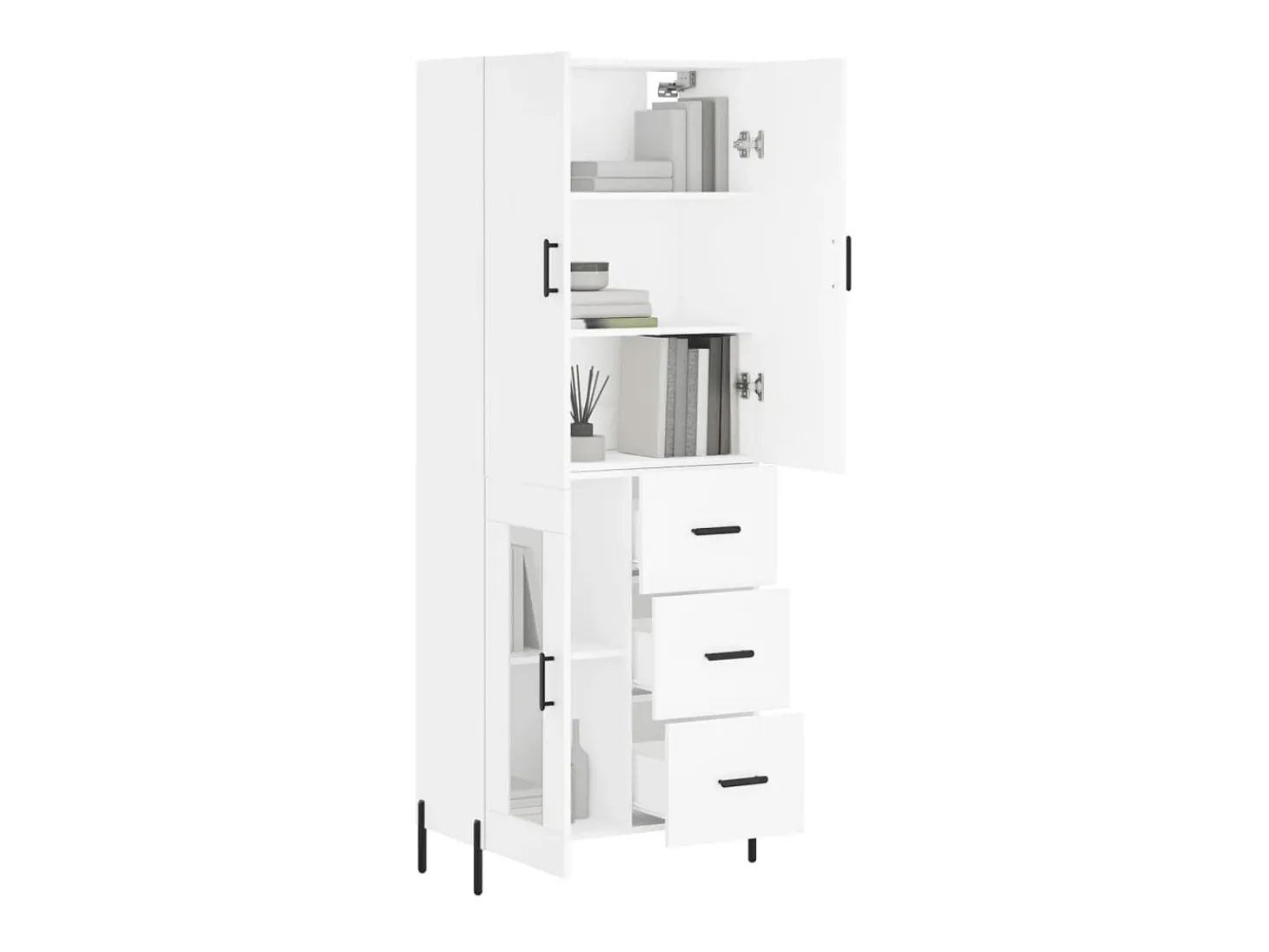 Aparador alto madera contrachapada blanco 69,5x34x180 cm ES37396