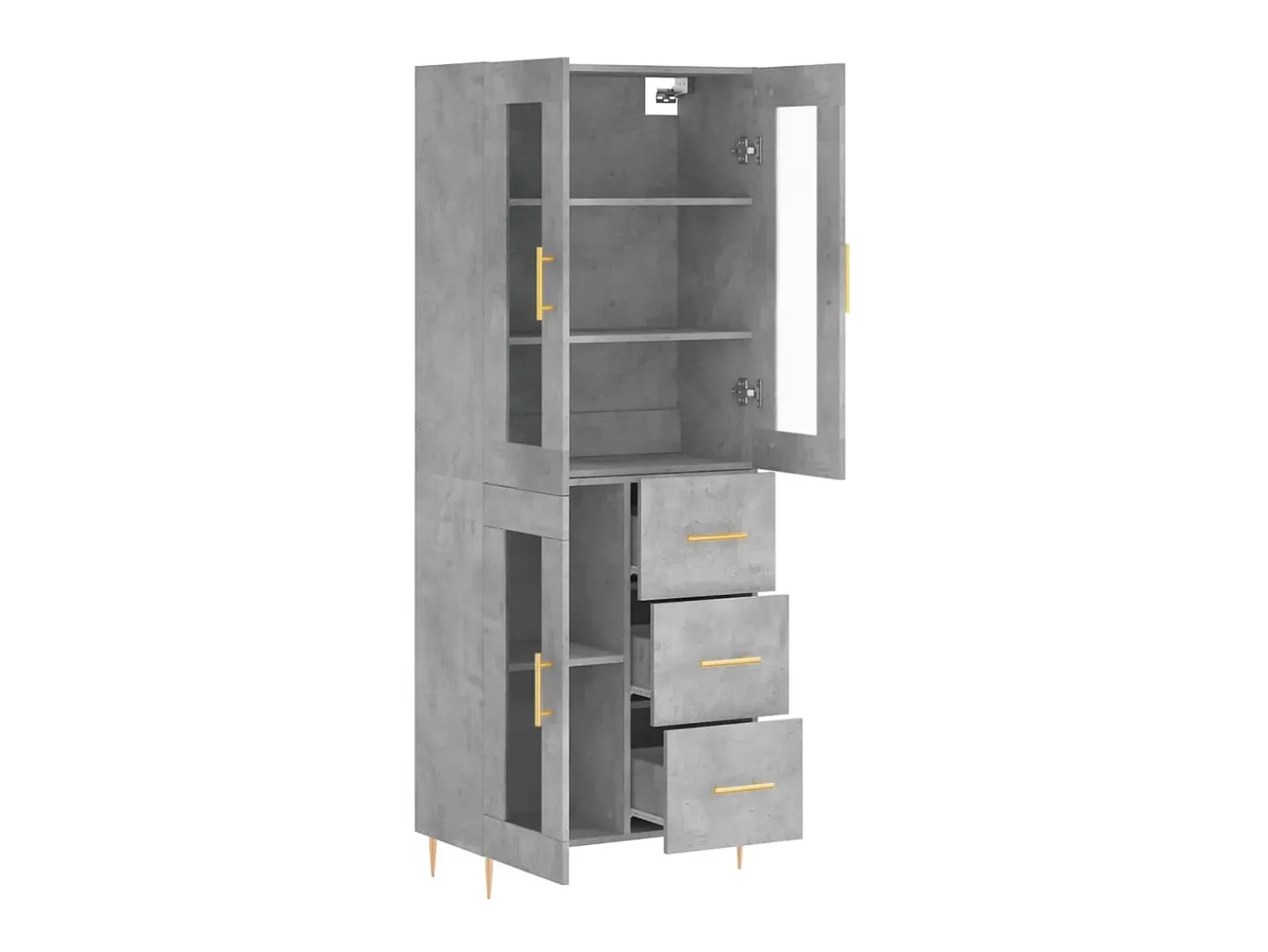 Aparador alto madera contrachapada gris hormigón 69,5x34x180 cm ES37950