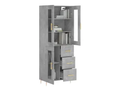 Aparador alto madera contrachapada gris hormigón 69,5x34x180 cm ES37950