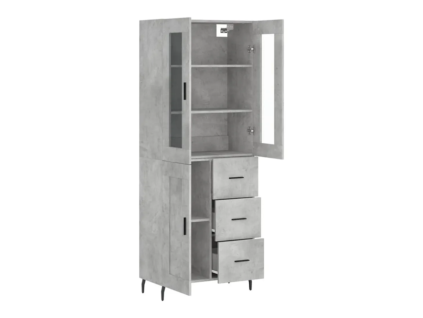 Aparador alto madera contrachapada gris hormigón 69,5x34x180 cm ES21285