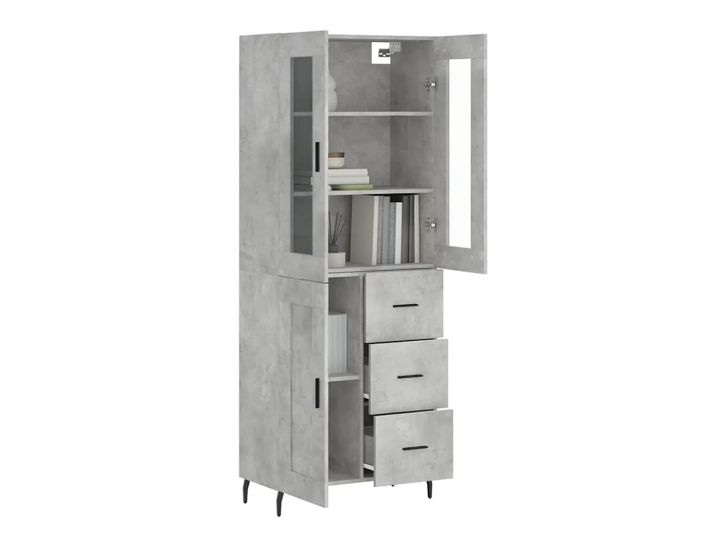 Aparador alto madera contrachapada gris hormigón 69,5x34x180 cm ES21285