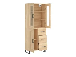 Aparador alto madera contrachapada color roble 69,5x34x180 cm