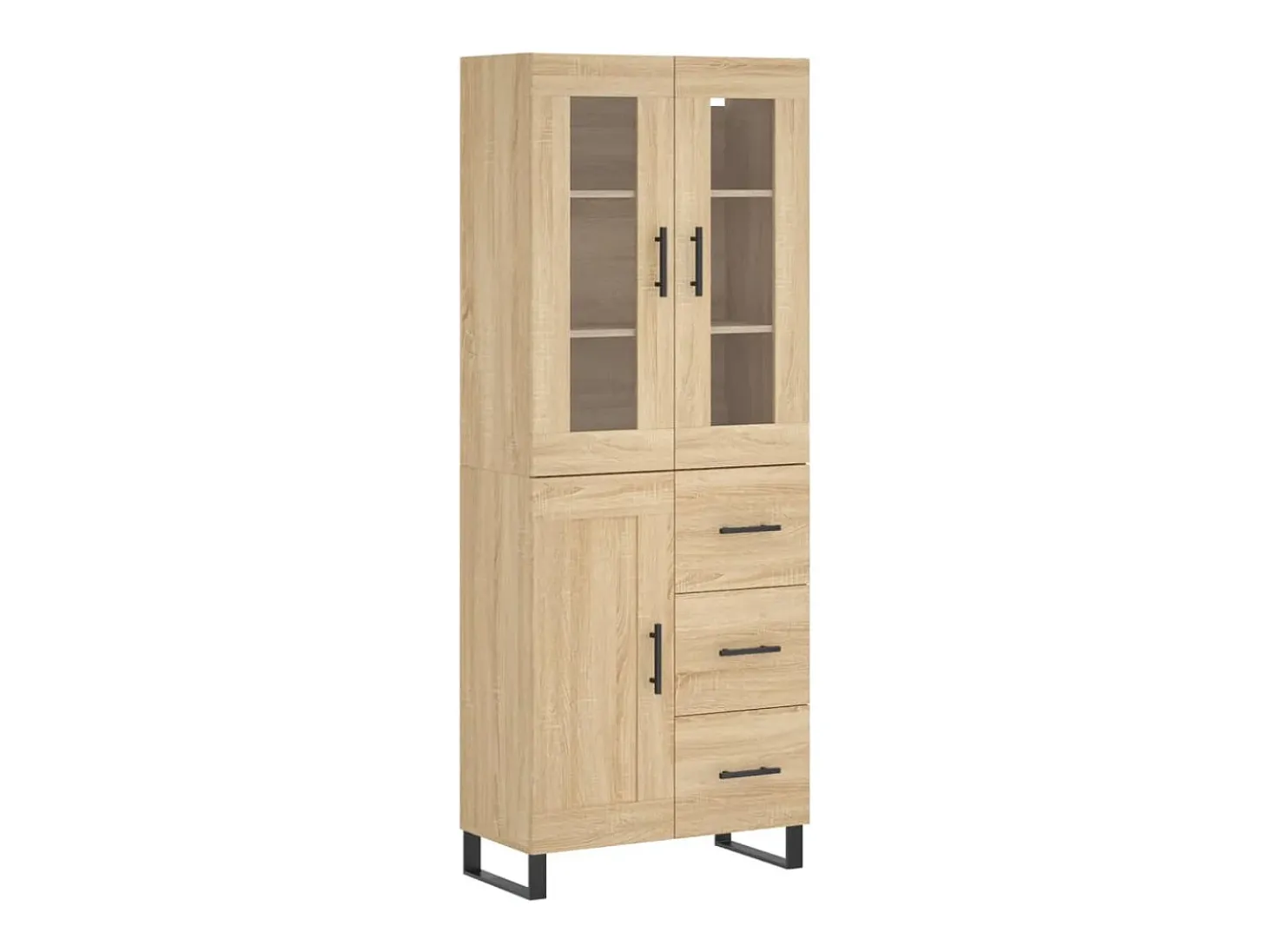 Aparador alto madera contrachapada color roble 69,5x34x180 cm