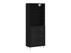 Aparador alto madera contrachapada negro 69,5x34x180 cm ES612719