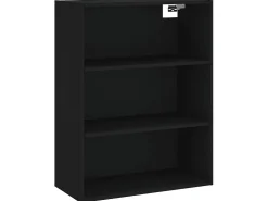 Aparador alto madera contrachapada negro 69,5x34x180 cm ES612719