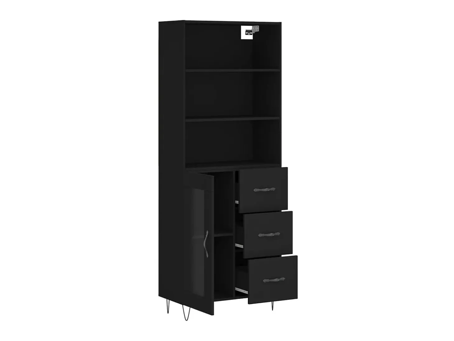 Aparador alto madera contrachapada negro 69,5x34x180 cm ES612719