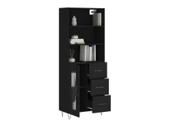 Aparador alto madera contrachapada negro 69,5x34x180 cm ES612719