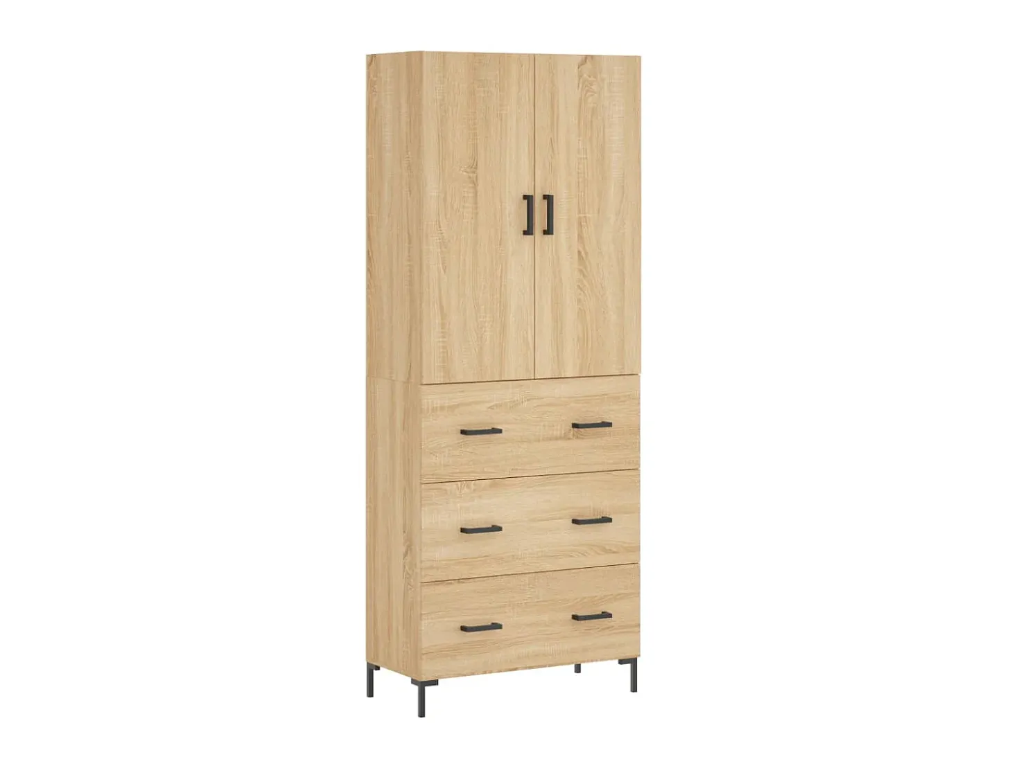 Aparador alto madera contrachapada color roble 69,5x34x180 cm ES79413