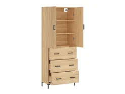 Aparador alto madera contrachapada color roble 69,5x34x180 cm ES79413
