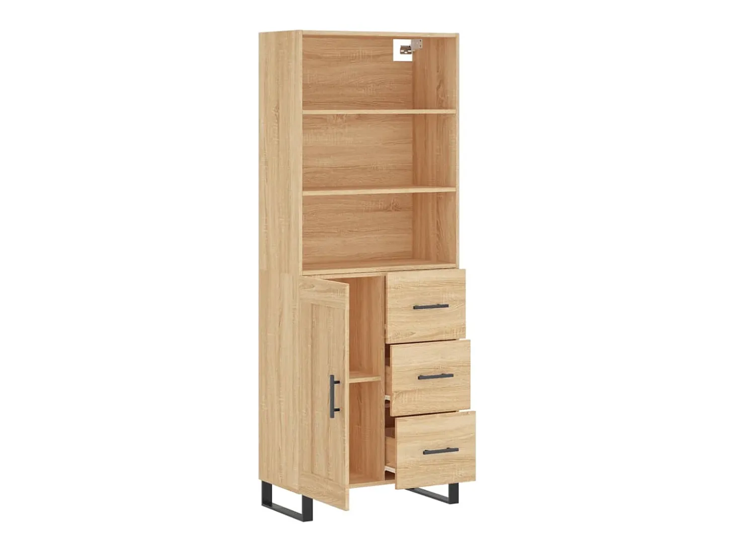 Aparador alto madera contrachapada color roble 69,5x34x180 cm