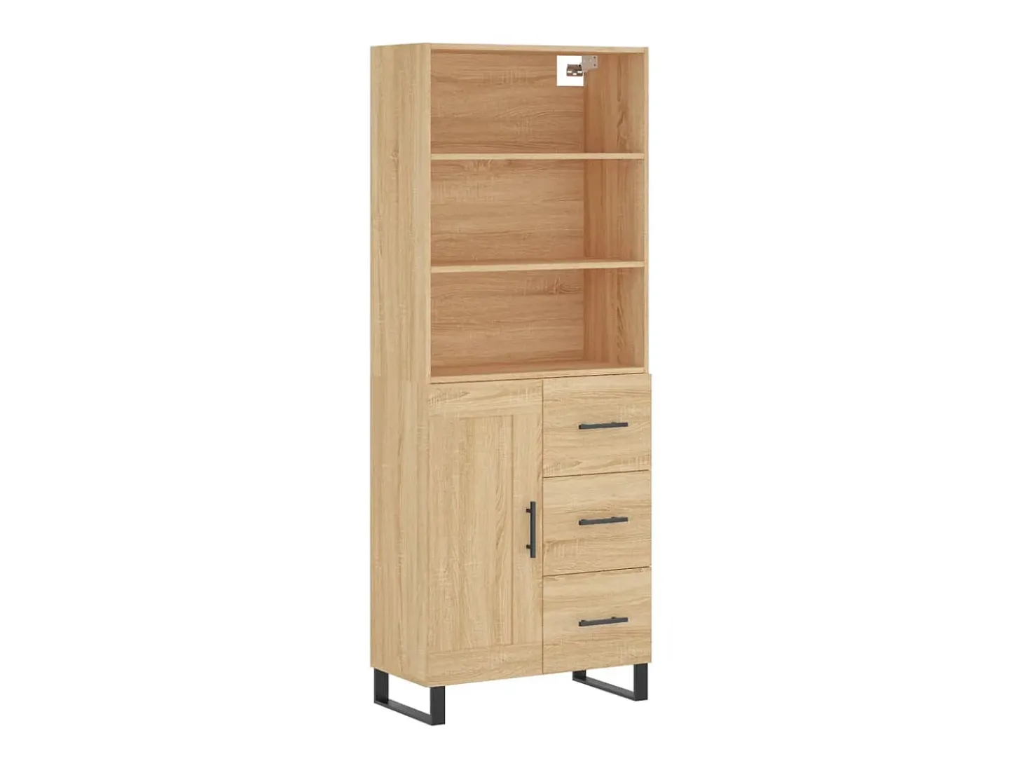 Aparador alto madera contrachapada color roble 69,5x34x180 cm
