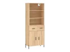 Aparador alto madera contrachapada color roble 69,5x34x180 cm ES98591