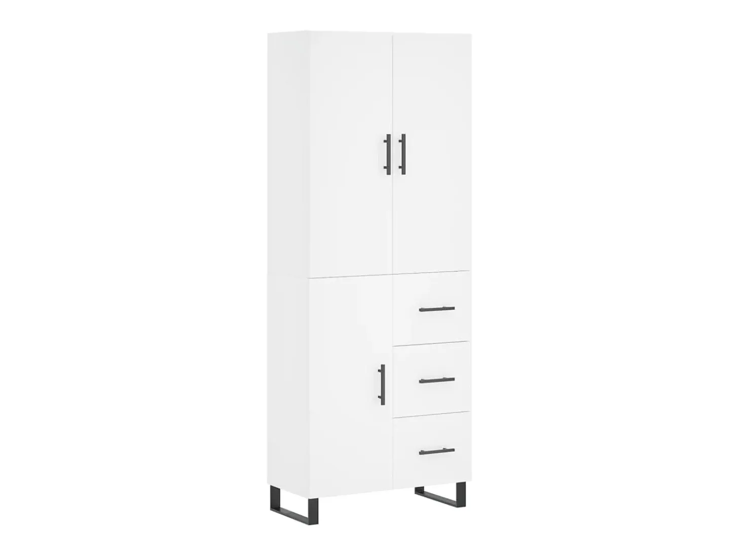 Aparador alto madera contrachapada blanco 69,5x34x180 cm