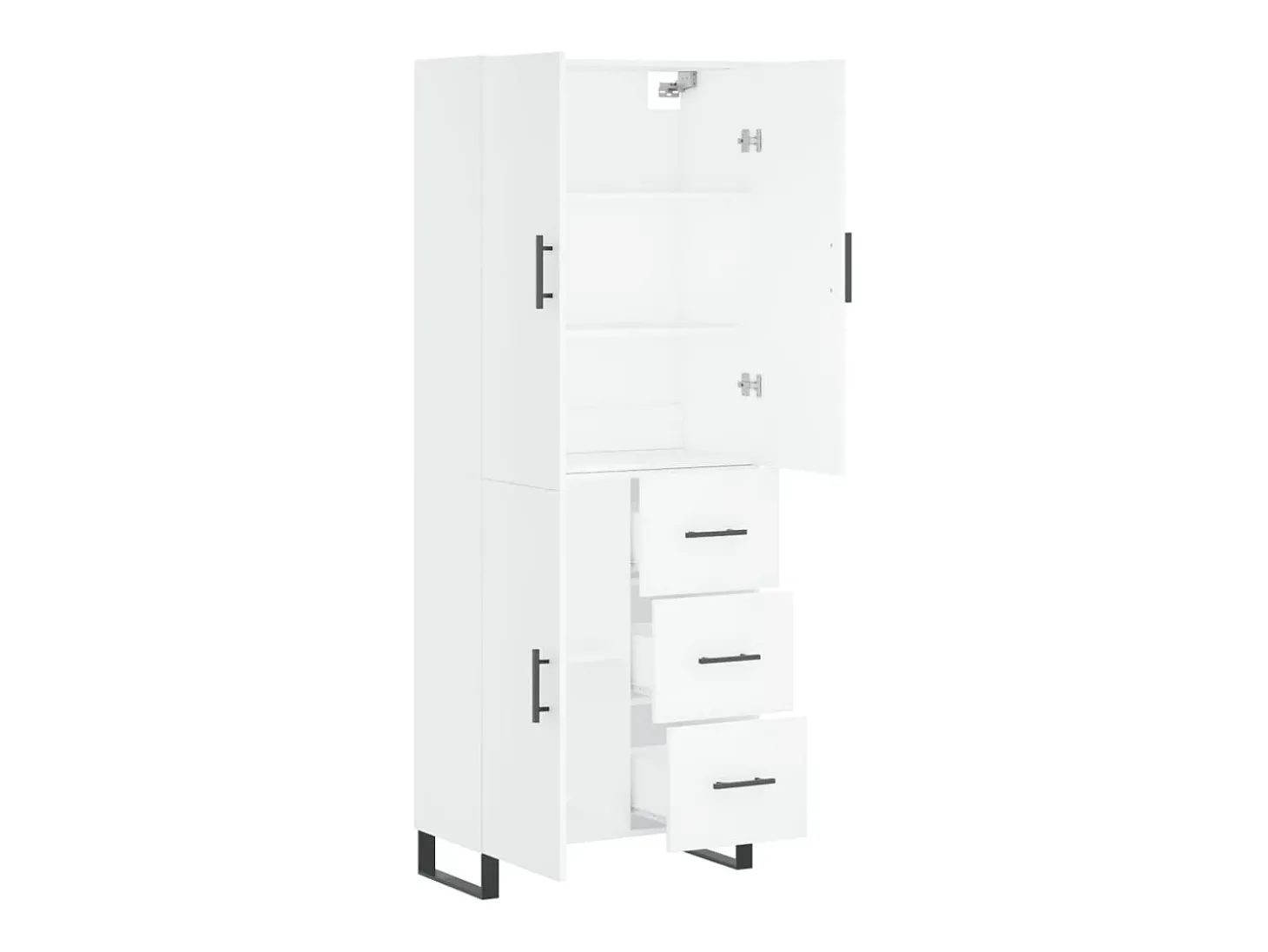 Aparador alto madera contrachapada blanco 69,5x34x180 cm