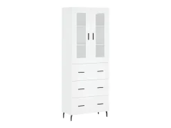 Aparador alto madera contrachapada blanco 69,5x34x180 cm