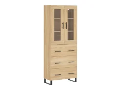 Aparador alto madera contrachapada color roble 69,5x34x180 cm