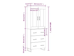 Aparador alto madera contrachapada color roble 69,5x34x180 cm