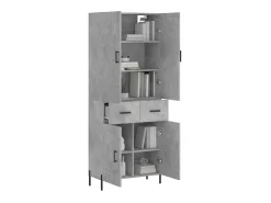 Aparador alto madera contrachapada gris hormigón 69,5x34x180 cm ES98766