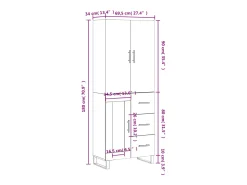 Aparador alto madera contrachapada blanco 69,5x34x180 cm